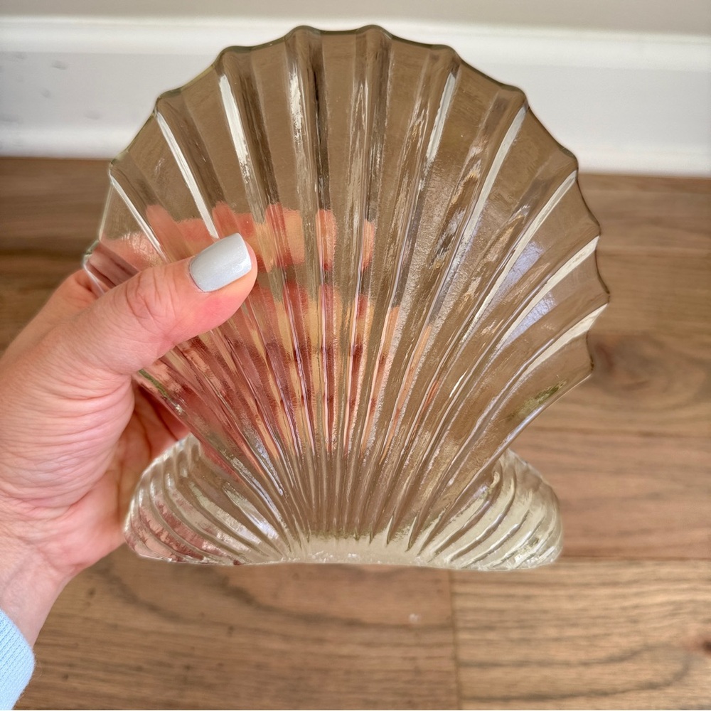 Blenko Scallop Shell Sculpture Bookend Art Glass Nautical Coastal Paper Weight - Picture 4 of 5